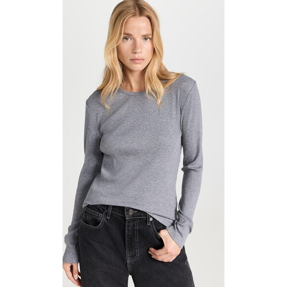 WSLY Rivington Ribbed Long Sleeve Top - M - Heather Grey - Picture 3 of 7